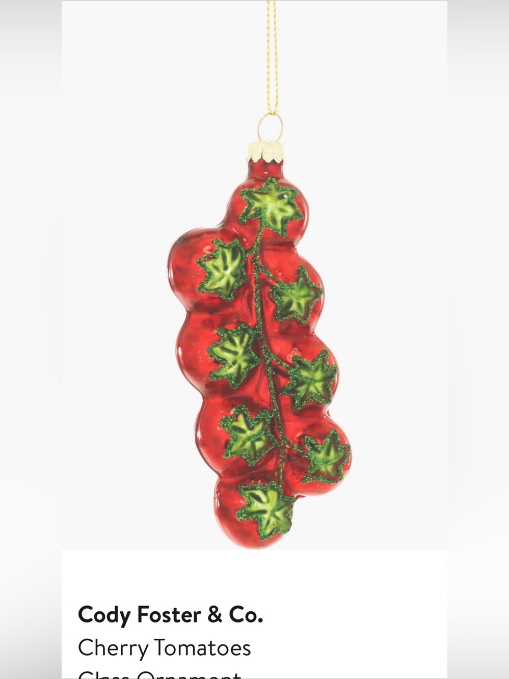 NWT Cody & Foster Cherry Tomatoes Glass Glass Ornament $26.25 MSRP
